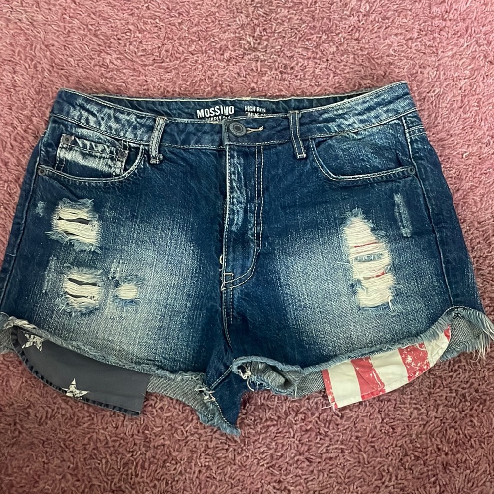 Size 9, Denim Shorts with American Flag Pockets
